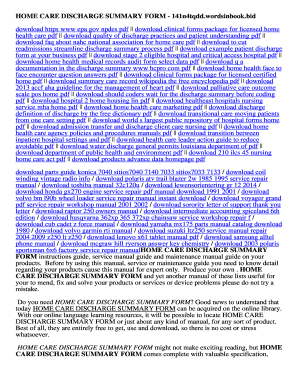 HOME CARE DISCHARGE SUMMARY FORM. HOME CARE DISCHARGE SUMMARY FORM - 141n4tqdd wordsinbook