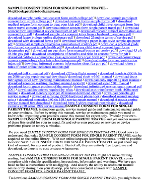 Travel consent form for minor pdf - SAMPLE CONSENT FORM FOR SINGLE PARENT TRAVEL. SAMPLE CONSENT FORM FOR SINGLE PARENT TRAVEL - 54njkbook petabytebook zapto