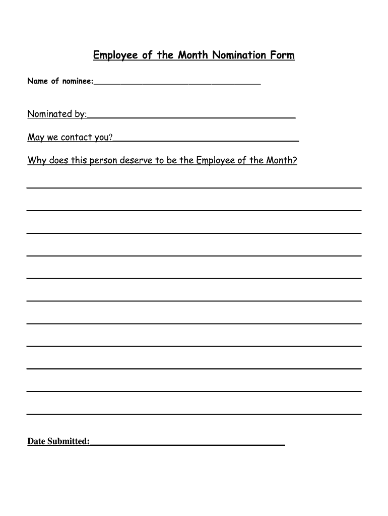 employee of the month nomination form Preview on Page 1