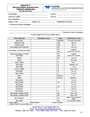 Appendix C Warranty/Repair Questionnaire T200H/M, M200EH/EM