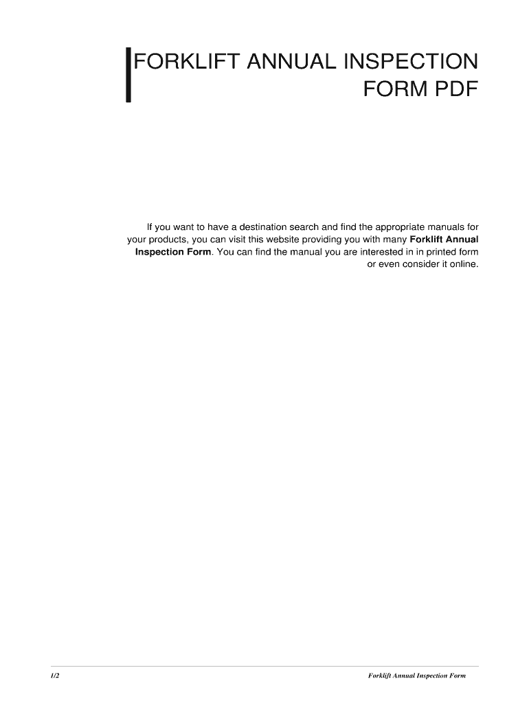 Fillable Online Forklift Annual Inspection Form. forklift annual