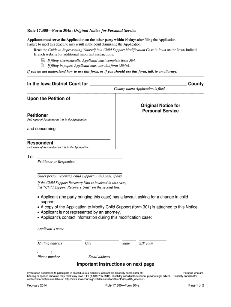 form 304a Preview on Page 1