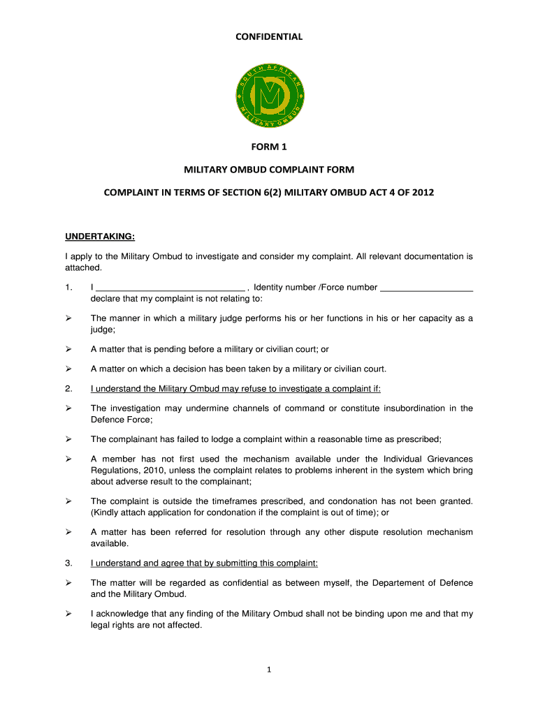 Military ombudsman complaint form Fill out & sign online DocHub