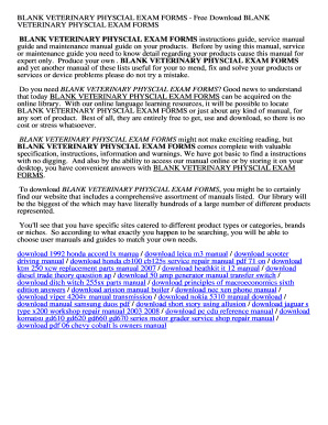 Fillable Online BLANK VETERINARY PHYSCIAL EXAM FORMS BLANK VETERINARY
