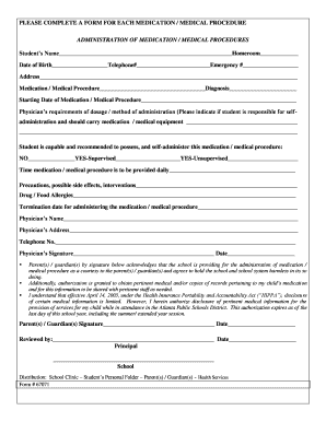 School Medication Administration Form