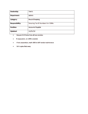 Fillable Online Request W-9 forms from all new vendors If corporation