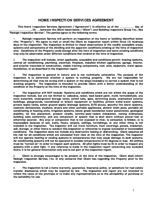 HOME INSPECTION SERVICES AGREEMENT
