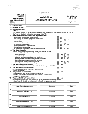 Form NP 19-1-7, Rev. 17. Validation Document Criteria - nwmp sandia