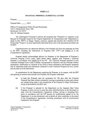 Permission letter format - FORM A-2 FINANCIAL PROPOSAL SUBMITTAL LETTER - p3virginia