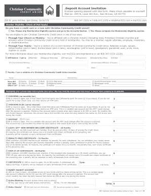 Christian Community Credit Union Deposit Account Invitation