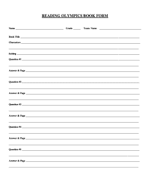 Reading Olympics Book Form