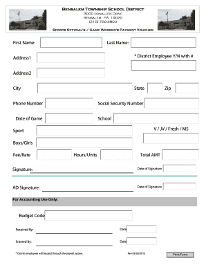Sports Official 's / Game Worker 's Payment Voucher