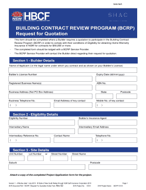 BUILDING CONTRACT REVIEW PROGRAM (BCRP) Request