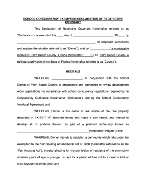 SCHOOL CONCURRENCY EXEMPTION DECLARATION OF RECTRICTIVE - palmbeachschools