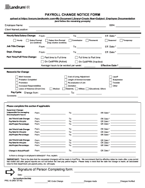 Payroll pay date change notice letter - PAYROLL CHANGE NOTICE FORM