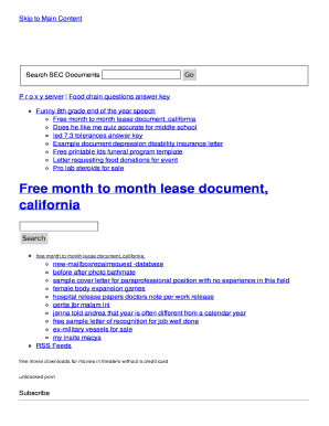 free month to month lease document, california