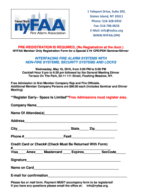 PRE-REGISTRATION IS REQUIRED, (No Registration ... - NYFAA - nyfaa