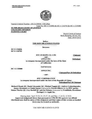 Hc11 form - HTC -v- Apple judgment - Courts and Tribunals Judiciary