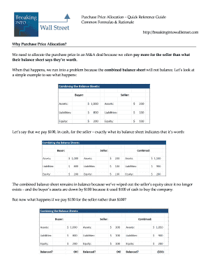 Fillable Online Purchase Price Allocation Quick Reference Guide Fax ...