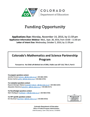 Funding Opportunity - cde.state.co.us - cde state co