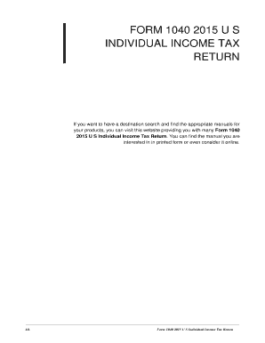 Fillable Online treasentye Form 1040 2015 U S Individual Income Tax ...