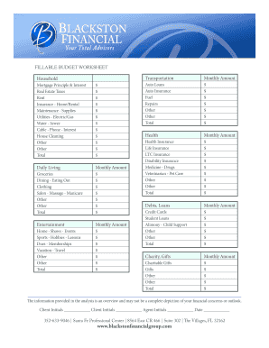 BUDGET WORKSHEET - Blackston Financial Advisory Group