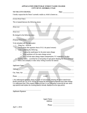 Public Street Name Change Application