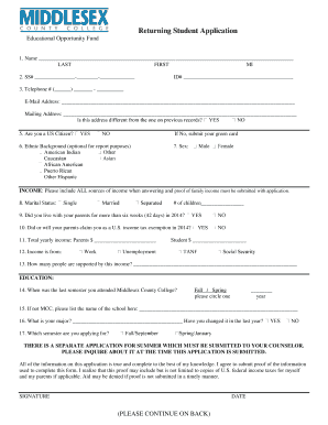 Returning Student Application - Middlesex CC Library - middlesexcc