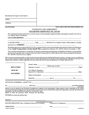 covenant and agreement regarding ordinance no. 160394