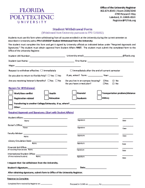 Student Withdrawal Form