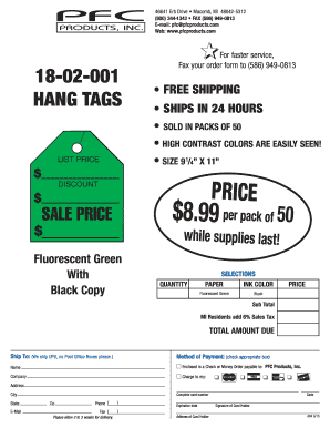 Fillable Online HANG TAGS FREESHIPPING - pfcproducts.com Fax Email ...