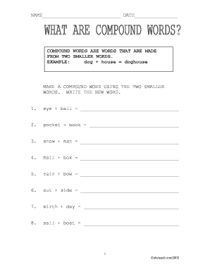 COMPOUND WORDS ARE WORDS THAT ARE MADE FROM TWO SMALLER ...