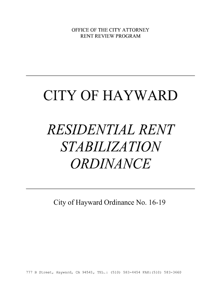 Fillable Online haywardca Residential Rent Stabilization Ordinance