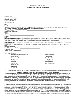 SAMPLE STATE OF ALABAMA STORAGE SPACE RENTAL ...