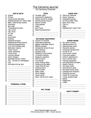 Printable rv tenting list - Edit, Fill Out Down load photo regarding Printable Camping Checklist identified as Printable rv tenting listing - Edit, Fill Out Down load