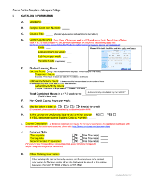 Fillable Online moorparkcollege Course Outline Template Moorpark ...