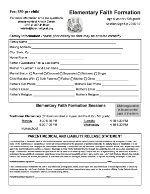 Elementary Faith Formation Registration Form - Holy Trinity Catholic ... - holytrinitysat