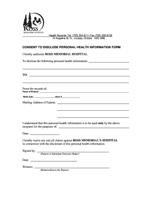 Personal information consent form