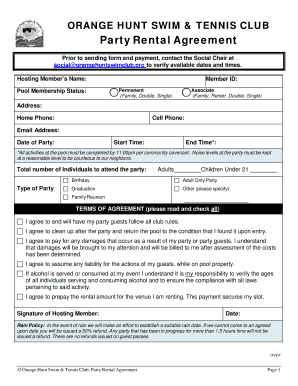 Fillable Online orangehuntswimclub Additional Club Forms for Members ...