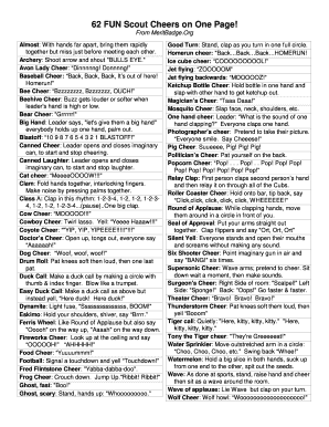 Fillable Online 62 FUN Scout Cheers on One Page Fax Email Print - pdfFiller