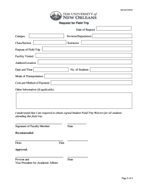 Pf kyc form download - Request for Field Trip Date of Request Campus Division/Department ... - uno