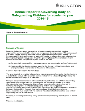 Audit findings report template - Safeguarding Audit Report Template 2014-15 - Schools and academies final - islingtonscb org