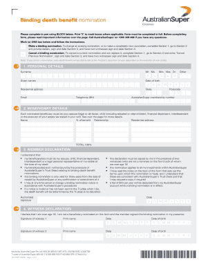 Binding death benefit nomination - AustralianSuper