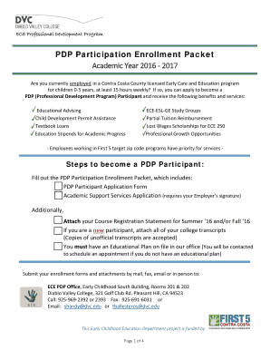 Fillable Online dvc PDP Participation Enrollment Packet - dvc.edu Fax ...