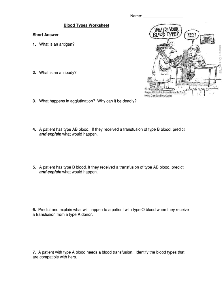 Blood Types Worksheet Short Answer Fill Out Sign Online DocHub