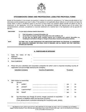 STOCKBROKERS CRIME AND PROFESSIONAL LIABILITIES PROPOSAL FORM