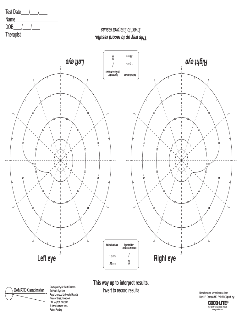 293000 - Campimeter Recording Form - PDF - Good-Lite Company Preview on Page 1