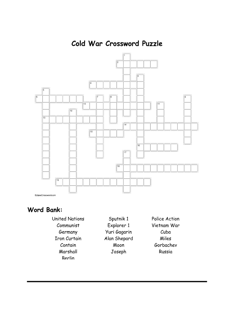 Cold War Crossword Puzzle Answers Fill Online Printable Fillable 