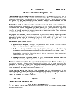 Informed Consent for Chiropractic Care