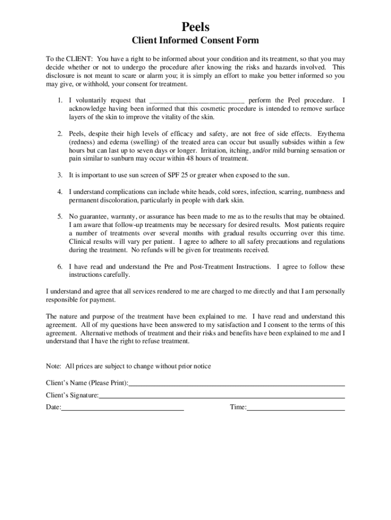 NeoStrata Peel Procedure Consent Form - FemMed Health - femmedhealth co Preview on Page 1